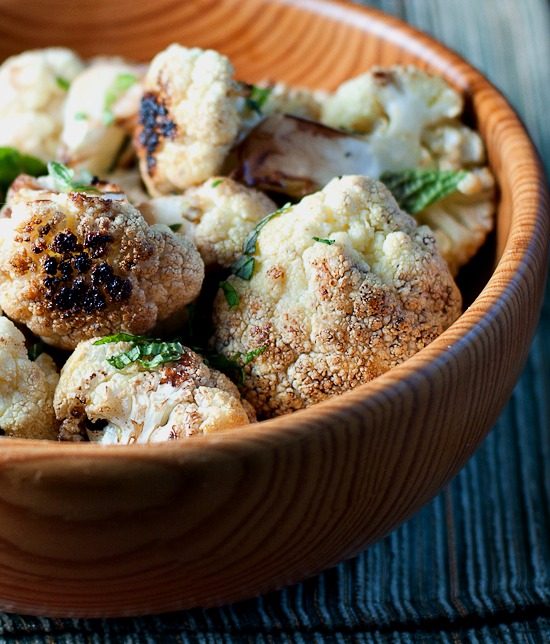 roasted cauliflower with garlic and mint