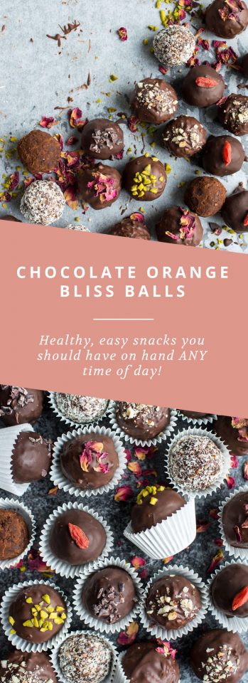 Healthy, vegan chocolate orange bliss balls. The perfect snack to have on hand any time