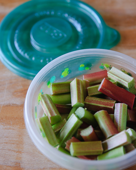 cut rhubarb in container | healthy green kitchen