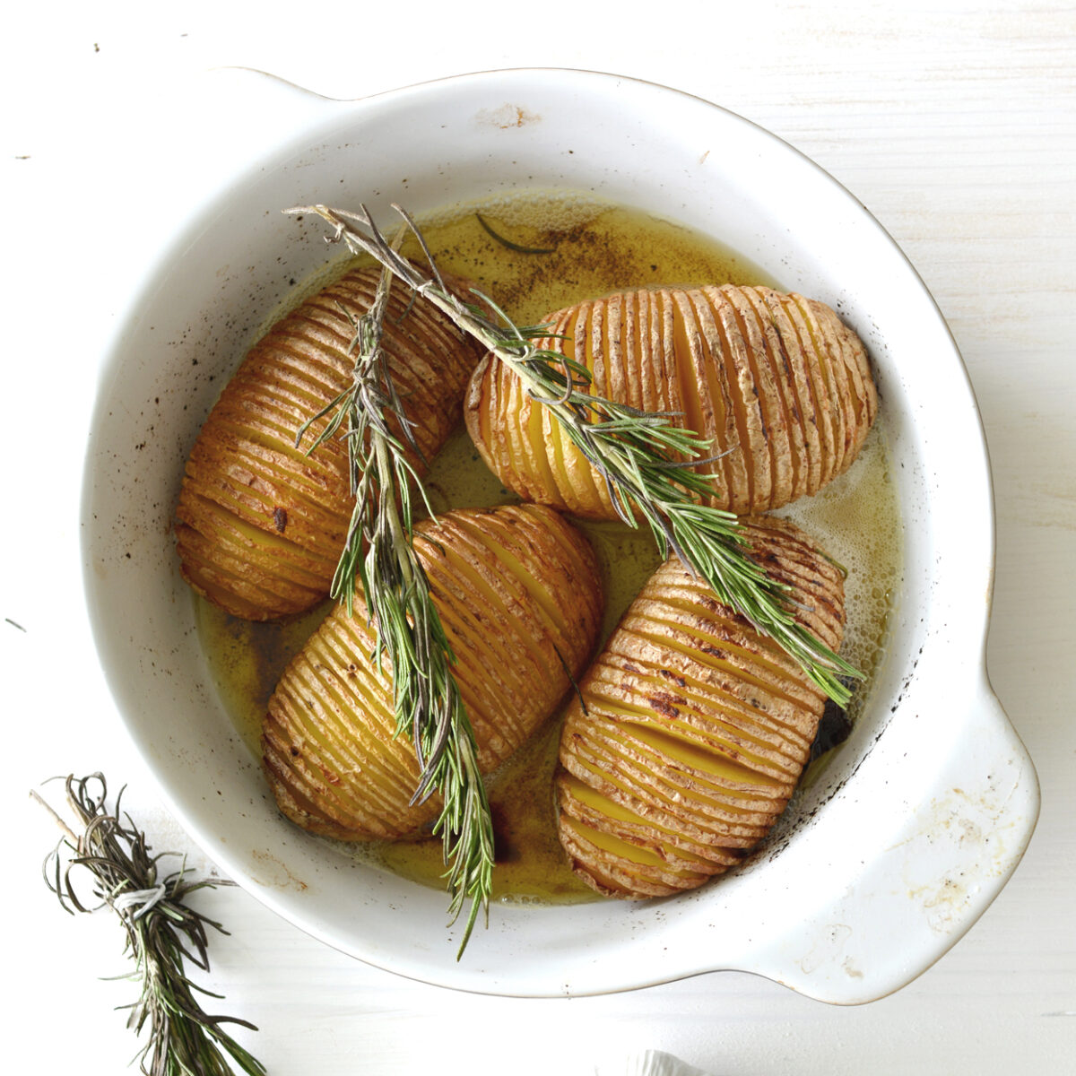 Garlic and Rosemary Hasselback Potatoes.