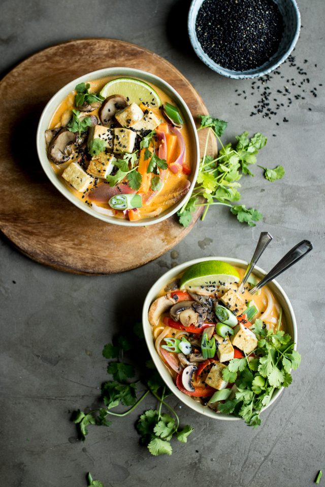 Vegan Lemongrass Coconut Noodle Soup. Absolutely packed full of flavour and texture!