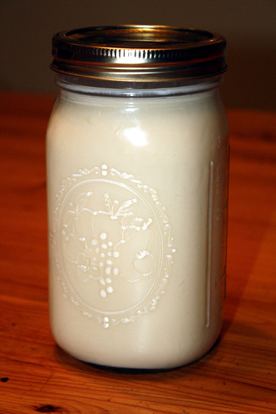 Milk in a jar.