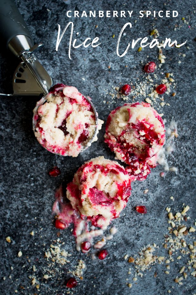 Cranberry Spiced Nice Cream. Full of Winter spices and warm flavours, this nice cream makes a perfect vegan dessert!
