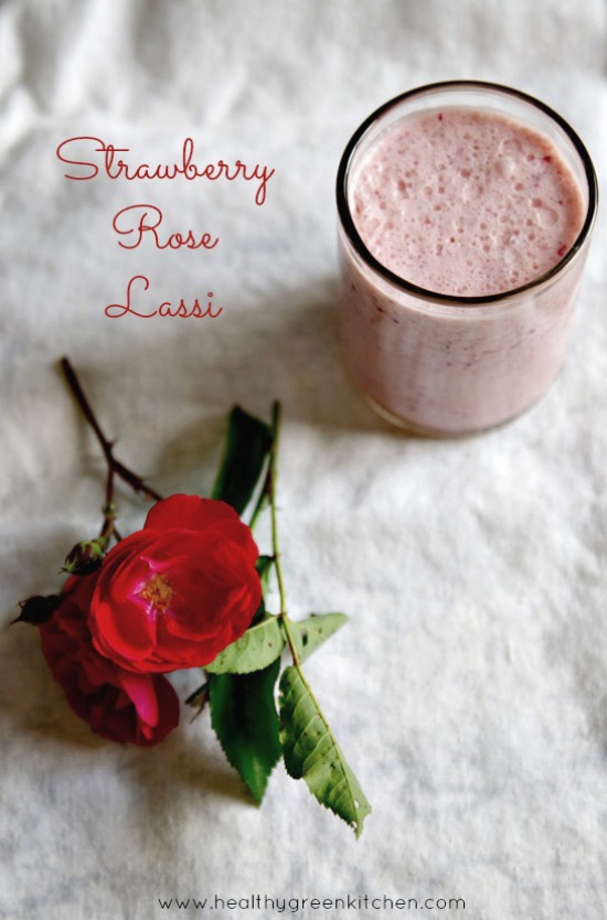 Strawberry rose lassi from Healthy Green Kitchen