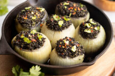 Stuffed Onions with Curried Black Quinoa.
