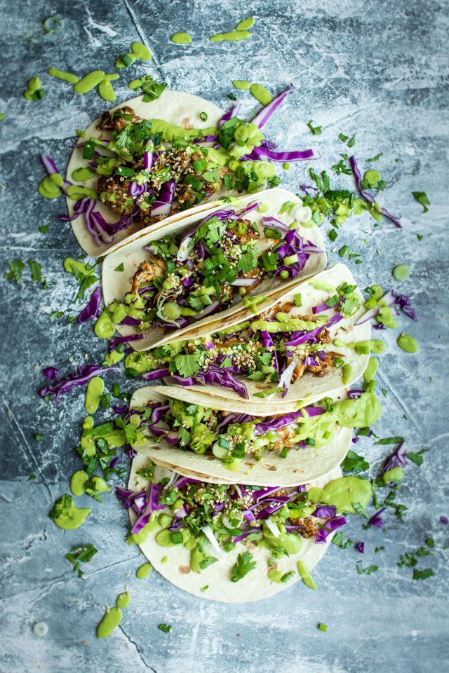 Vegan Teriyaki Cauliflower Tacos. Full of fresh flavours, these are a great dinner or snack!