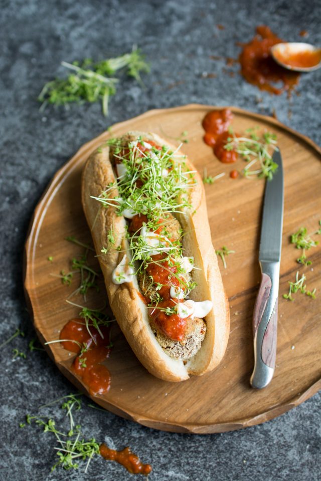 Vegan Meatball Sub. This delicious version uses mushrooms as a base for a hearty, satisfying sandwich that will curb all your cravings!